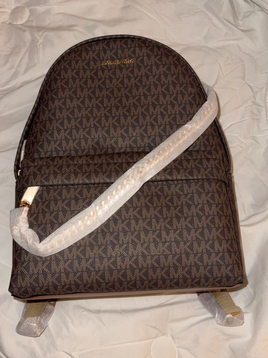 Michael Kors Handbags - Michael Kors Dark Brown MK Logo Backpack with Gold Hardware